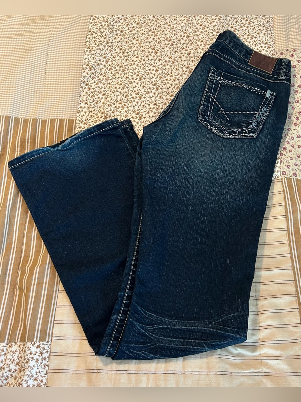 Women’s bke dark wash denim culture stretch bootcut jeans 30x35